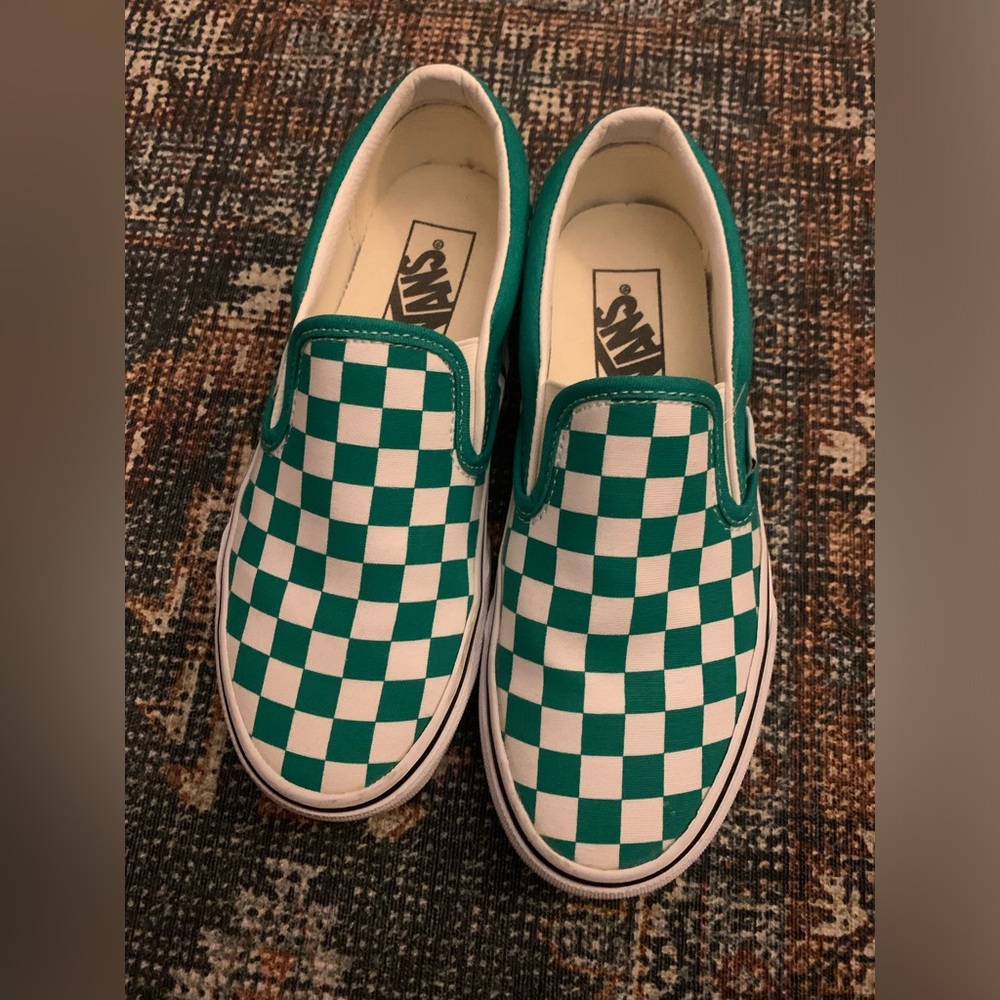Barely worn great condition green and white checkered vans